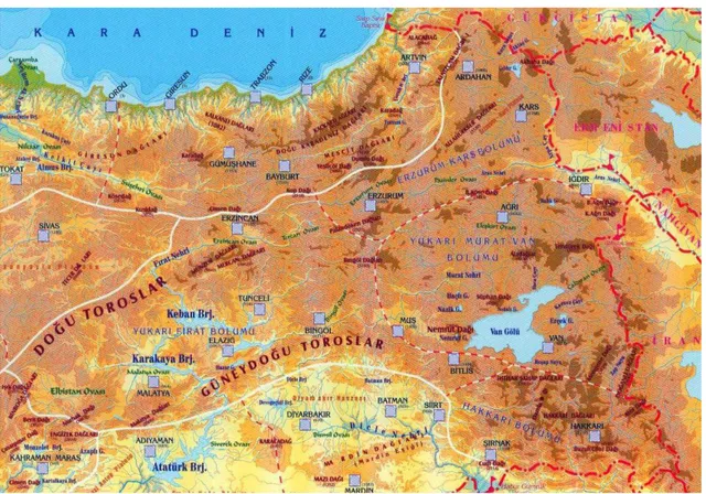 Şekil 6.1: Doğu Anadolu Bölgesi Fiziki Haritası/2014 