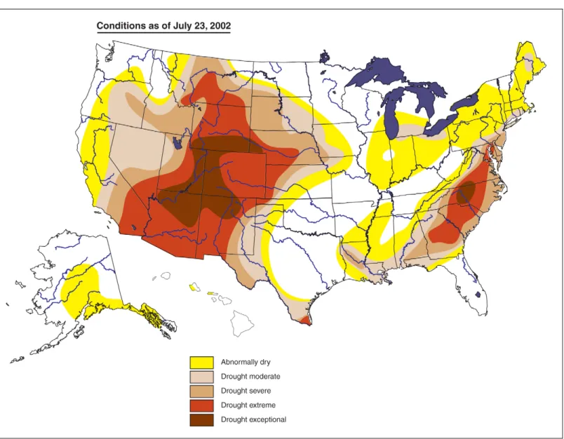 Figure 4:  Drought Conditions across the Nation as of July 23, 2002