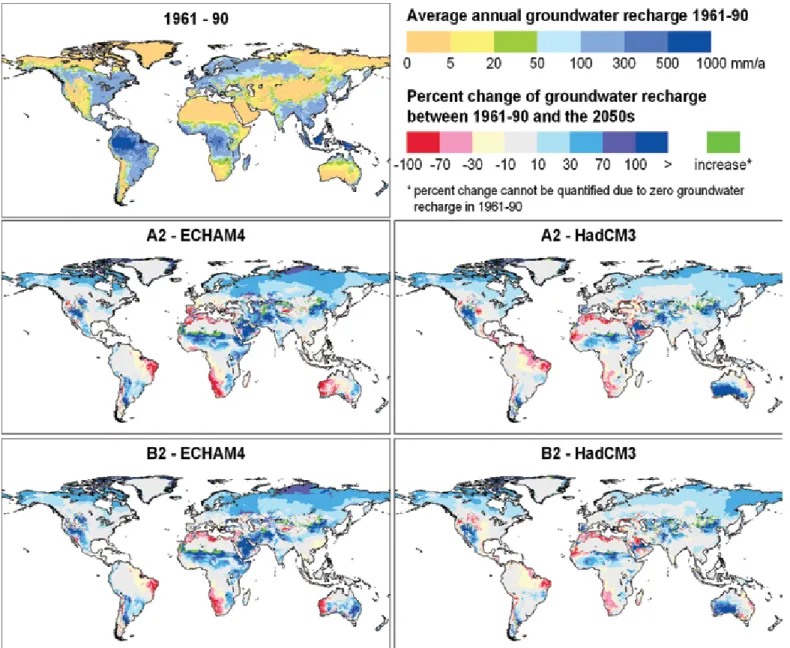 Figure	3.2: Simulated impact of climate change on long-term average annual diffuse groundwater recharge