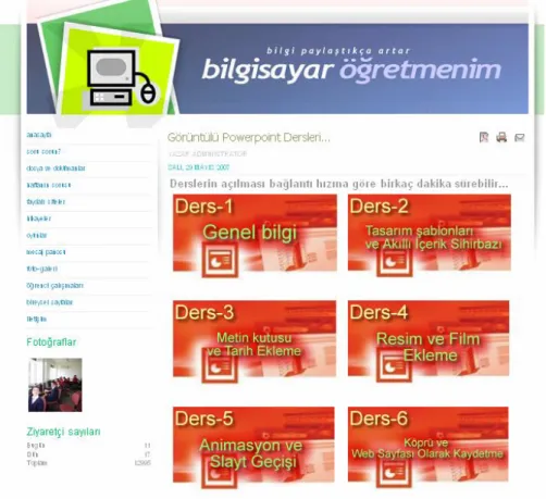 Şekil 3.1: Öğretim Materyalinin Ana sayfa görüntüsü 