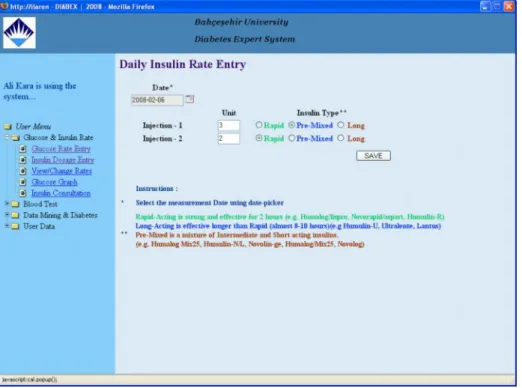 Figure 3.3 :  Daily insulin rate entry