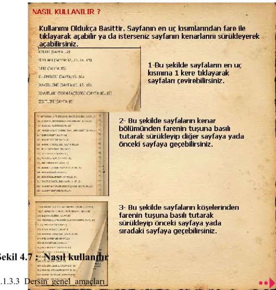 Şekil 4.7 :  Nasıl kullanılır  4.1.3.3  Dersin  genel  amaçları 