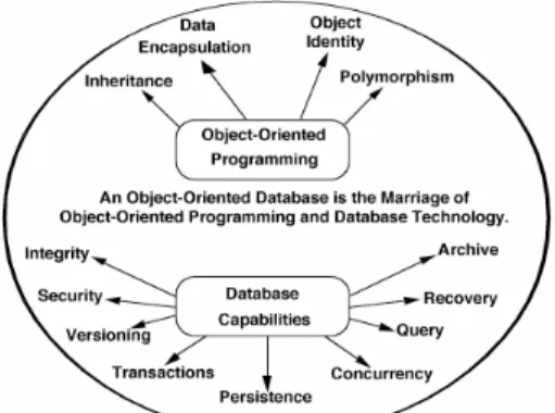 Figure 2.1 illustrates how programming and database concepts have come together to  provide what is now called object-oriented databases