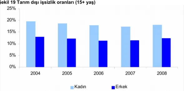Şekil 19 Tarım dışı işsizlik oranları (15+ yaş)