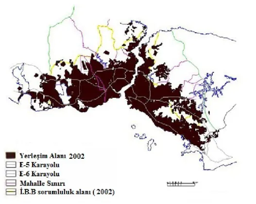 Şekil 2.7: İstanbul’un Sanayi Alanlarının Gelişmesine Bağlı Gelişimi  Kaynak: İstanbul 1/100.000 Çevre Düzeni Planı 2009 Sayfa 92 