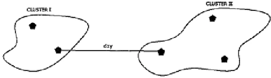 Figure 2.1 :  Single linkage distance  Source : Mulvey &amp; Gingold, 2009