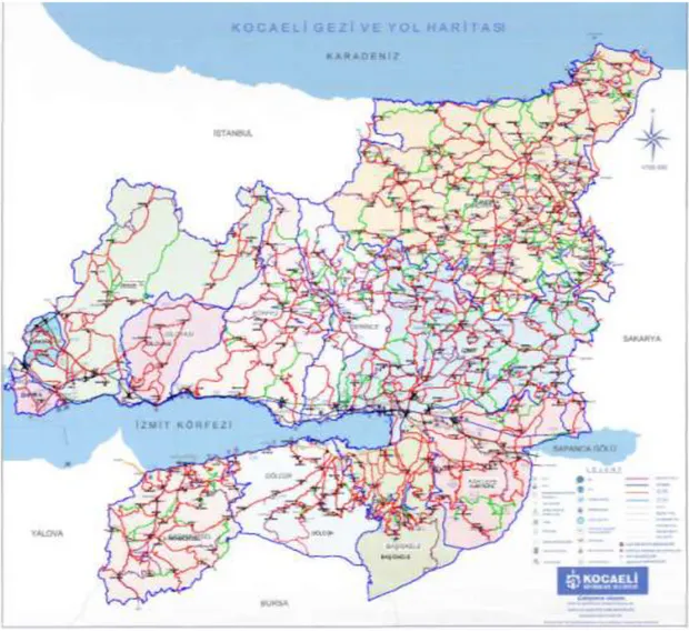 ġekil 1.1 :  Kocaeli karayolu ağı haritası 