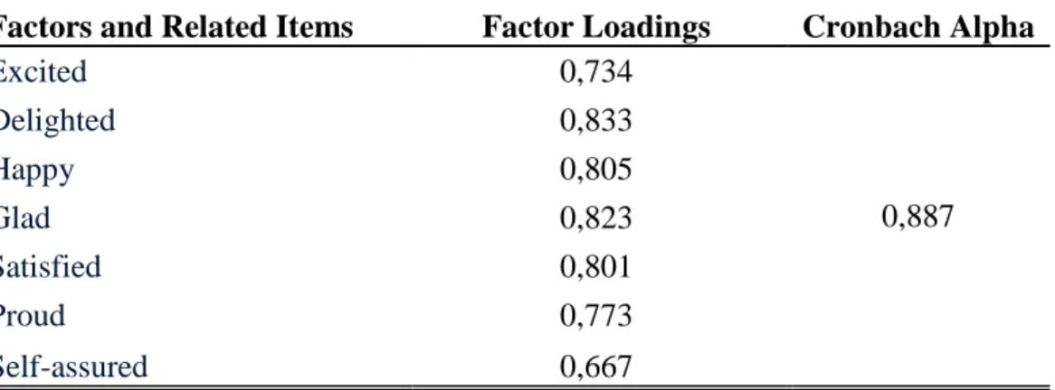 Table 4.3: Constructs Validation of Positive Anticipated Emotions 