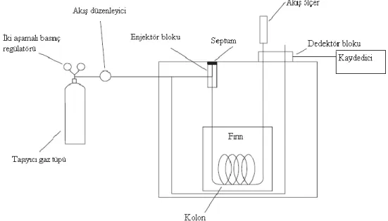 Şekil 2.4  Gaz kromatografi cihazının bölümleri 