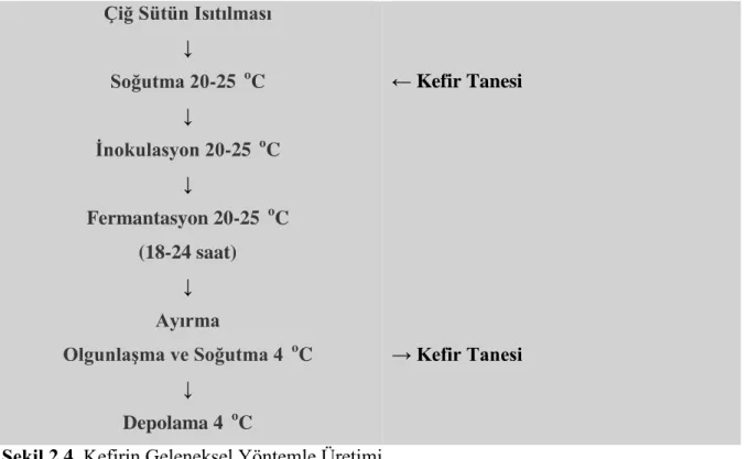Şekil 2.4. Kefirin Geleneksel Yöntemle Üretimi 