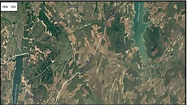 Şekil 3.13. Sultanköy barajı ve Altınyazı barajı konumu  Altınyazı  barajı  36,764  m 3