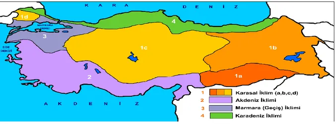 Şekil 3.2. Türkiye İklim Haritası (Anonim 2017d) 