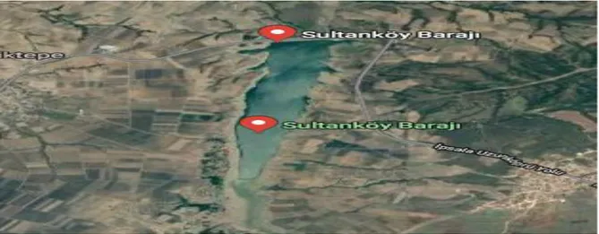 Şekil 5.9.Sultanköy Barajı,  Kaynak:(https://www.google.com.tr/maps/search/sultank%C3%B 