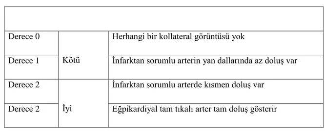 Tablo 1. ThrombolysisInMyocardialInfarction (TIMI) Çalışma Grubu Sınıflaması 