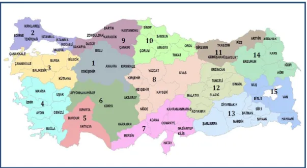 Şekil 2.4: AFAD Lojistik Bölge Haritası 