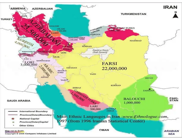 Figure 3: The Map of Main Ethnic Languages in Iran 
