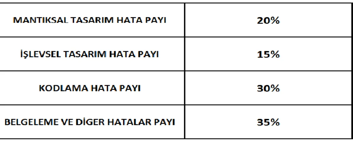 Şekil 8: Yazılım Hata Oranları Tablosu 
