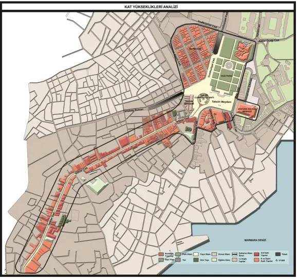 ġekil 4.40. AraĢtırma alanına iliĢkin kat yükseklikleri analizi haritası 