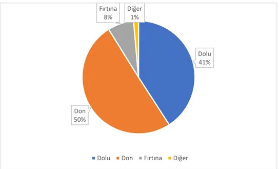 Şekil 30: 2009 Yılı Bitkisel Üretimde Ödenen Hasar Bedelinin Ödenme Nedenlerine  Göre Yüzdelik Dağılımı 