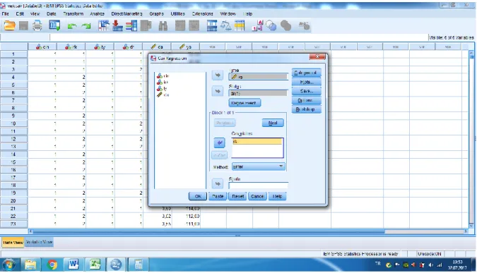 ġekil 3.2.14. SPSS programında elde edilen verilerin sağkalım analizlerinden Cox Regresyon  analizinin iĢlem basamakları(2) 