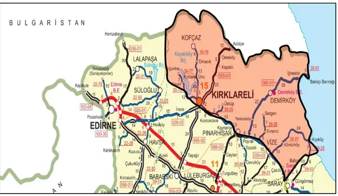 Şekil 1.Kırklareli’nde Oluşturulan İzole Bölge 