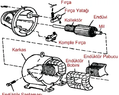 Şekil 1.8  Üniversal motorun şematik gösterimi (Anonim 2016) 