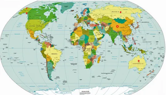 Şekil 1.1. Ceviz bakteriyel yanıklığı hastalığının dünya haritasında dağılımı 