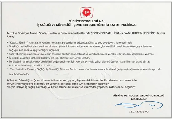 Şekil 4.2 TPAO EYS Politikası 