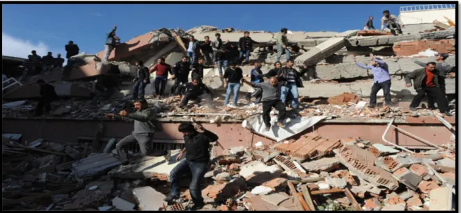 Şekil 2.17. Türkiye de yaşanan Van depreminde yıkılan binalardan görünüm  
