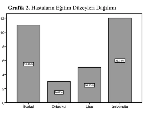 Grafik 2. Hastaların Eğitim Düzeyleri Dağılımı 