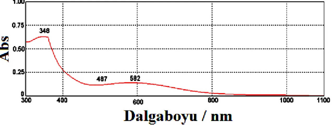 Şekil  4.3.  UV-visible  spektrumu  PANI  0.01g/L  dimetil  formamid    içerisindeki  UV-vis 