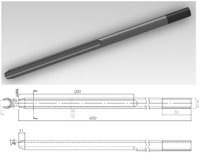 Şekil 3.7. 12mm’lik toprak örnekleme probu  24 mm iç çaplı prob 