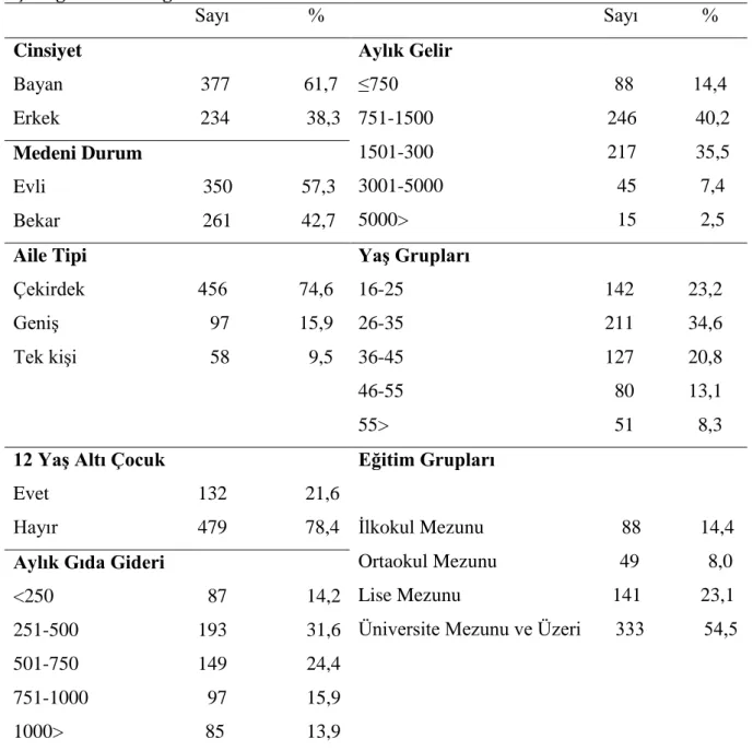 Çizelge 6.1. Demografik Kriterler 