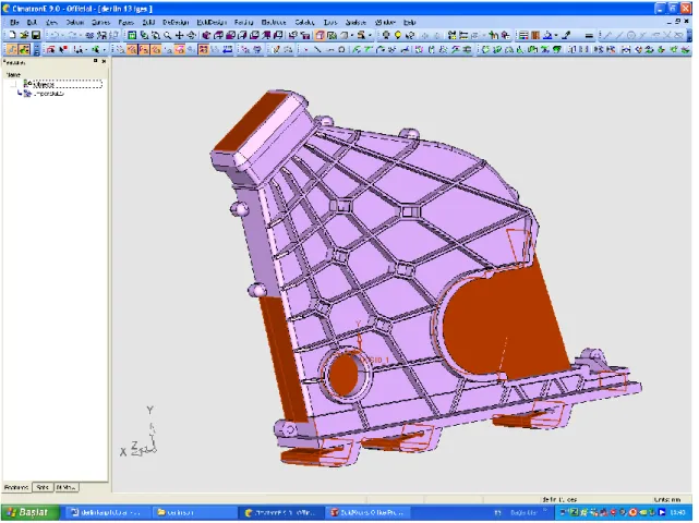 Şekil 3. 9  Uygun kalıp çekirdeklerinin hazırlanması için cad datanın cimatron E9. 0  programına IGES formatında  kaydedilmesi 