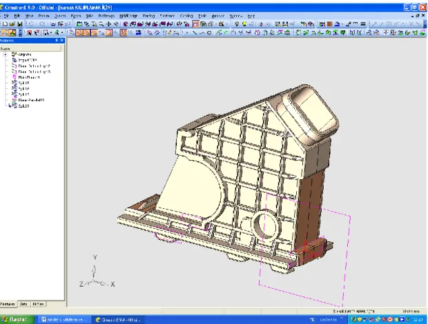 Şekil 3. 16  Uygun kalıp çekirdeklerinin hazırlanması için cad datanın cimatron E9. 0  programına ıges formatında kaydedilmesi 