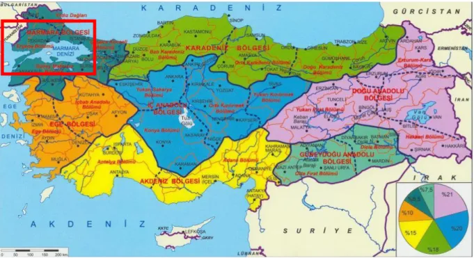 ġekil  4. AraĢtırmanın Yapıldığı Yörenin Türkiye Haritasındaki Yeri 