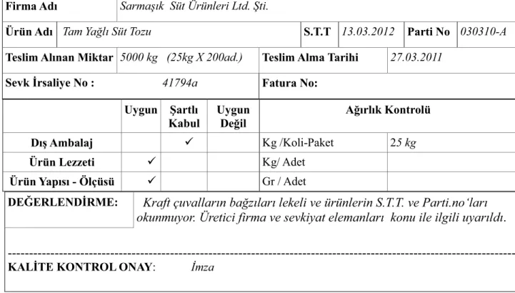 Şekil 4.1. Girdi Kontrol Formu 