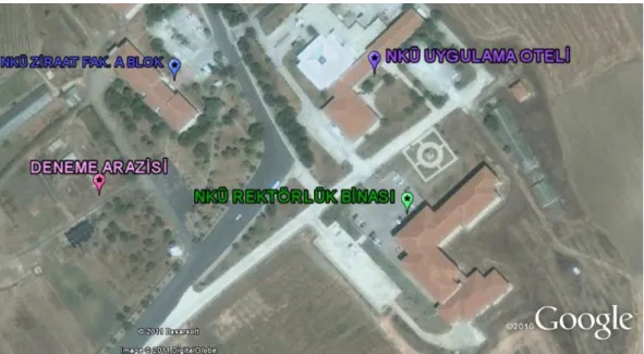 Şekil 3.1. Deneme alanının Google Earth paket programından elde edilen fotoğrafı 