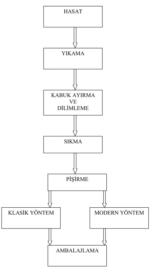 Şekil 3.2.1. Klasik ve modern yöntemle karpuz pekmezi üretim aşamaları HASAT YIKAMA KABUK AYIRMA VE DİLİMLEME AMBALAJLAMA PİŞİRME SIKMA 