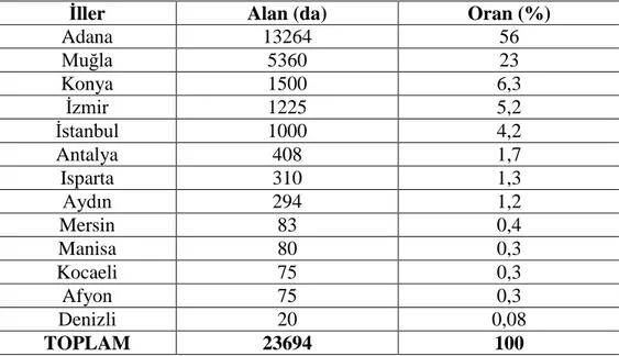 Çizelge 4.3. Türkiye‟de ĠTU Üretim Alanları (Engiz 2007) 