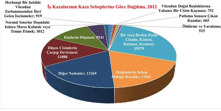Çizelge  2.2.  2012  Yılı  SSK  Istatistiklerine  Göre  İş  Kazalarının  Kaza  Tiplerine  Göre  Dağılımı 