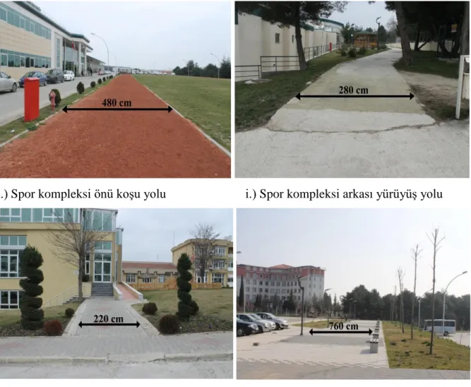 Şekil 4.11. Namık Kemal Üniversitesi kampüsü ara yürüyüş yolları (Orijinal 2014) 