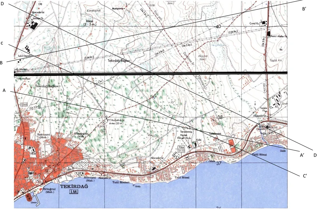 Şekil 4.1.4.1. ÇalıĢma Alanına Ait 1/25.000‟lik Topoğrafik Harita 