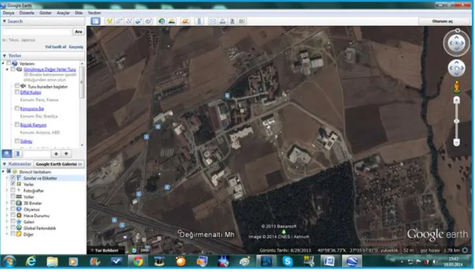 Şekil 2.2 Google Earth Arayüzü 