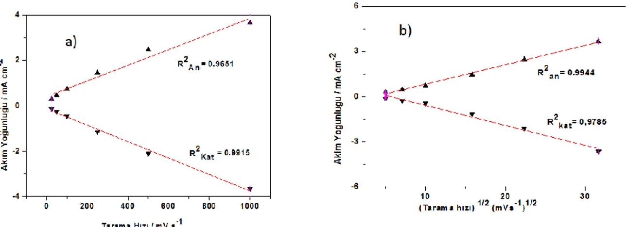 Şekil  4.  14.  Th/  TiO 2  nanokompozitlerinin,  CK  elektrot  üzerine,  0.0  -  2.0  V  potansiyel  aralığında, %2 TiO 2  varlığında, [Th] 0 = 75 mM da 100 mVs -1  tarama hızında, 0.1  M TBAFB 4  /ACN içerisinde, 10 döngü olarak alınmış DV yöntemle kapla
