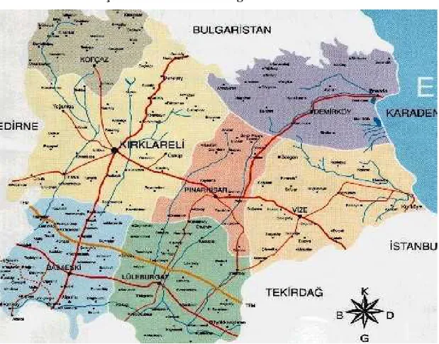 Şekil 3.1. Kırklareli haritası