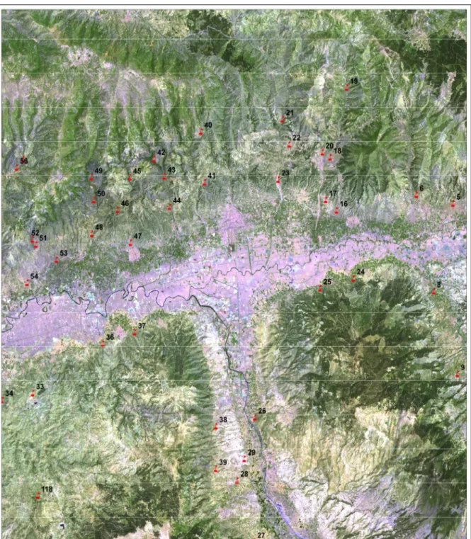 Şekil 3.4. Landsat uydu görüntüsü üzerinde GPS noktaları 