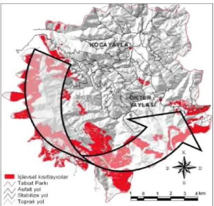 Şekil  2.4.(a)  Erozyon  riski  yüksek  alanlar  ile  hidrojeolojik  yönden  geçirimli  bölgelerin  çakıştığı alanlar 