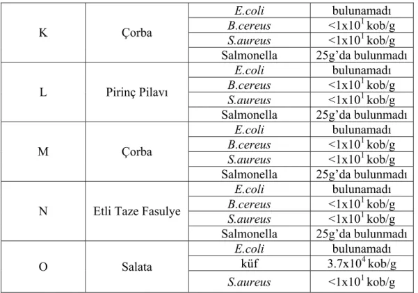Çizelge 5.9. Üretim Suyu Numunelerinin Durumu 