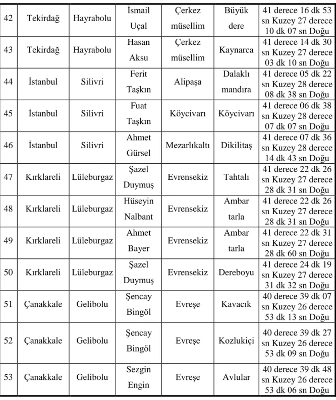 Çizelge 3.1‘in devamı